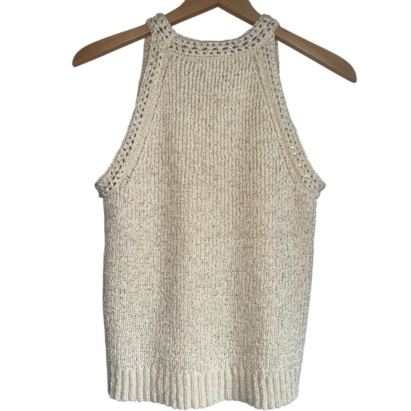 J.CREW High-Neck Textured Pointelle Sweater Tank Top | Cream Sleeveless Knit XS - Picture 5 of 8